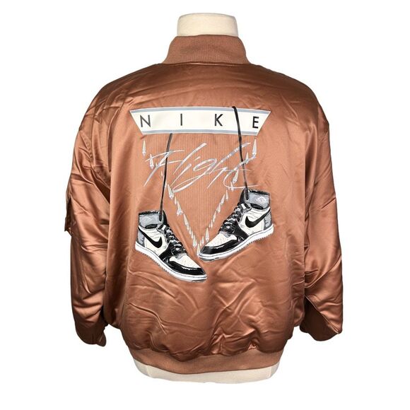 Nike Women’s Jordan Flight Renegade Satin Bomber Jacket - Size 1X - Picture 6 of 9